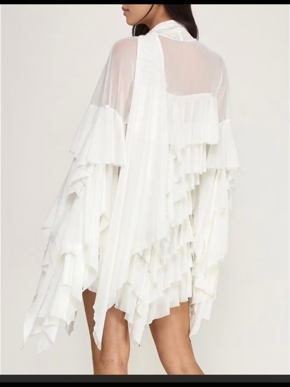 White Ruffled Layered Mini Dress